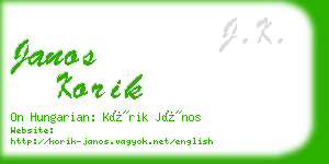 janos korik business card